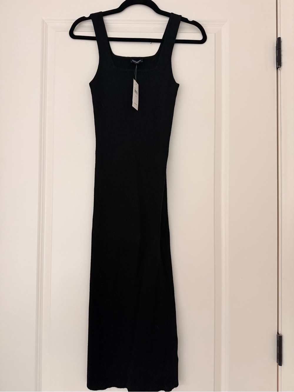 SPLENDID Black Ribbed Tank Midi Dress - Sleeveless NWT